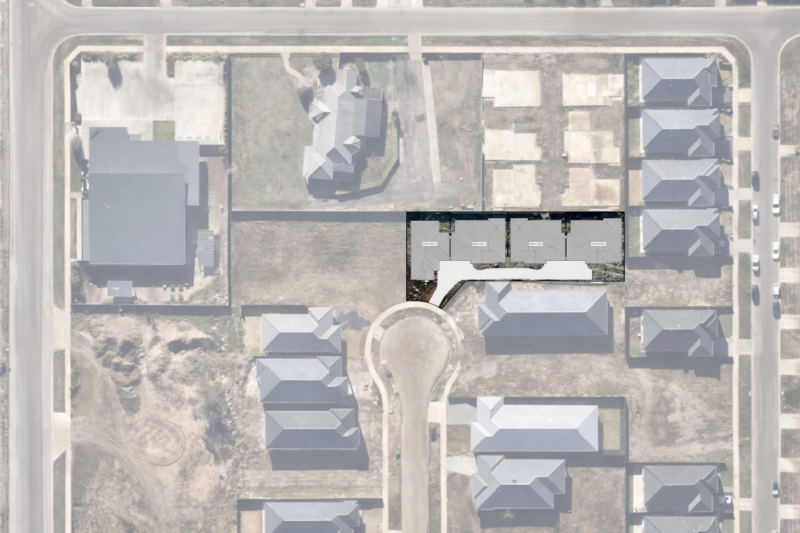 Four unit development layout in Alfredton Ballarat showing site context and proposed subdivision design